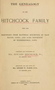 The genealogy of the Hitchcock family