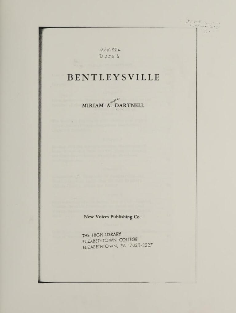 Bentleysville title page