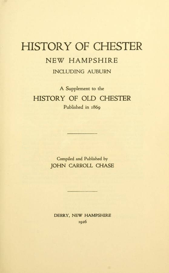 History of Chester, New Hampshire title page