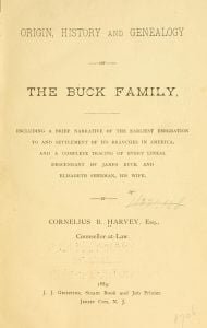 Origin, history, and genealogy of the Buck family