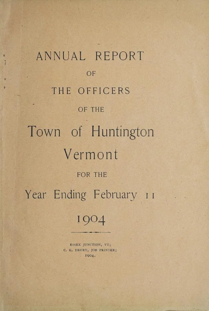 1904 Huntington Vermont Annual Report