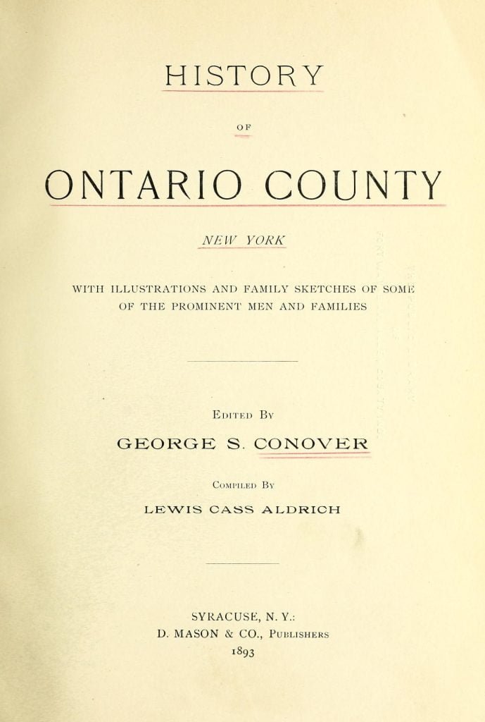 History of Ontario County, New York, part 2 Access Genealogy