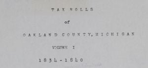 Tax Rolls of Oakland County, Michigan, vol 1