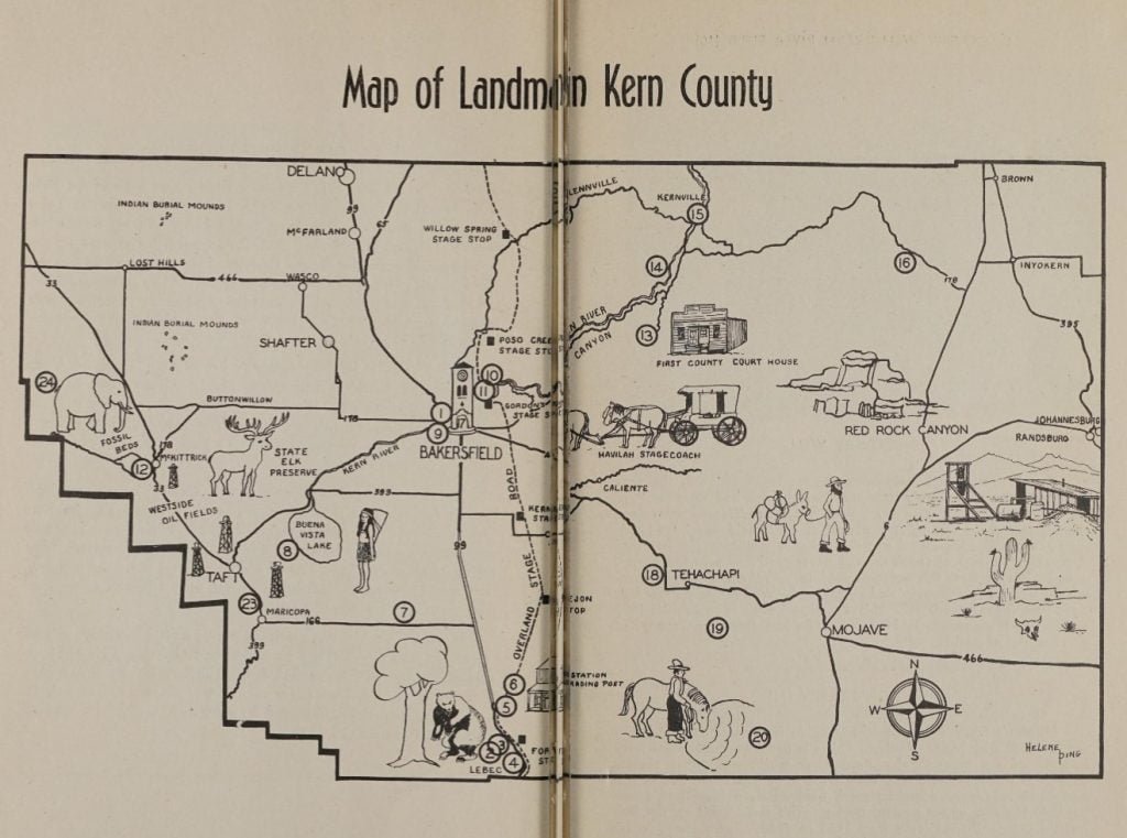 Hand Drawn map of Kern County