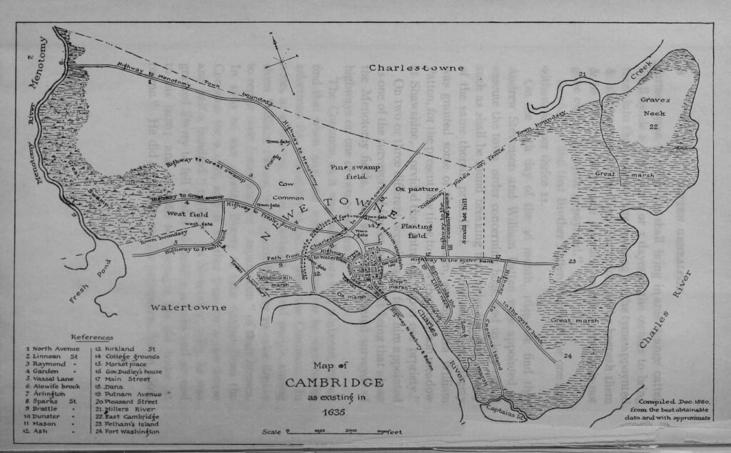 William Patten of Cambridge 1635 and his descendants 1 Map of Cambridge as it would have been in 1638