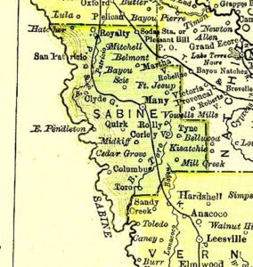 1895 Map of Sabine Parish Louisiana