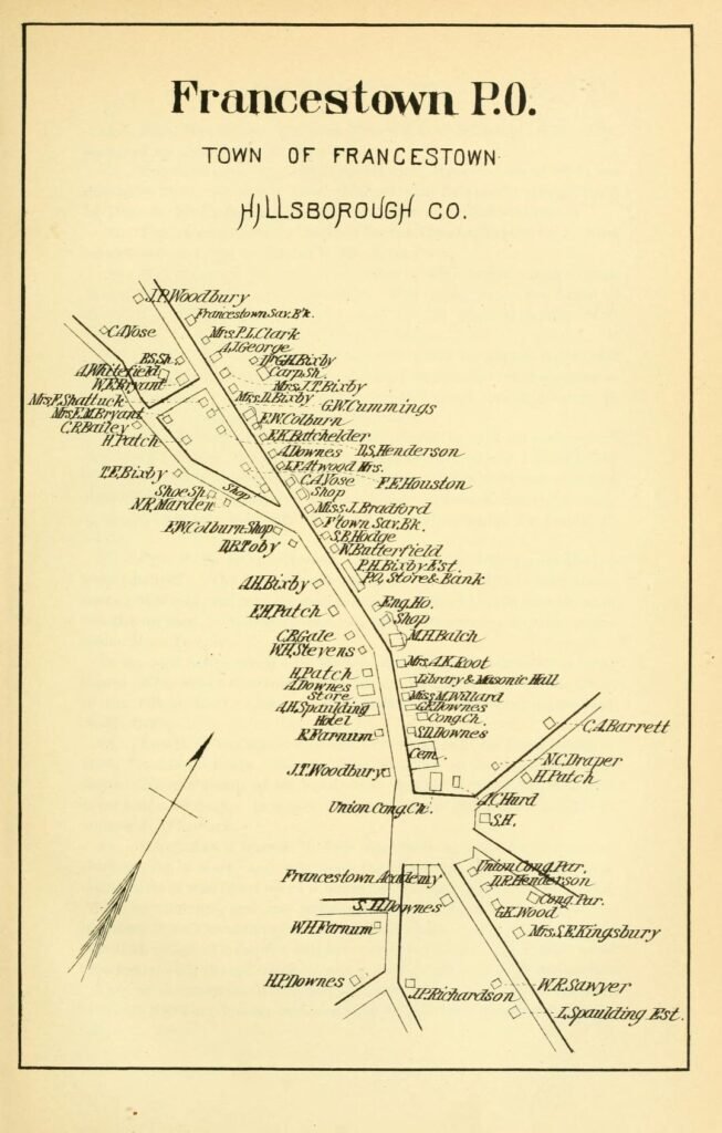 History of Francestown New Hampshire 31 Town of Francestown NH Map