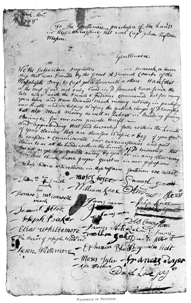 Fac-simile of Petition of Inhabitants of Suncook, New Hampshire