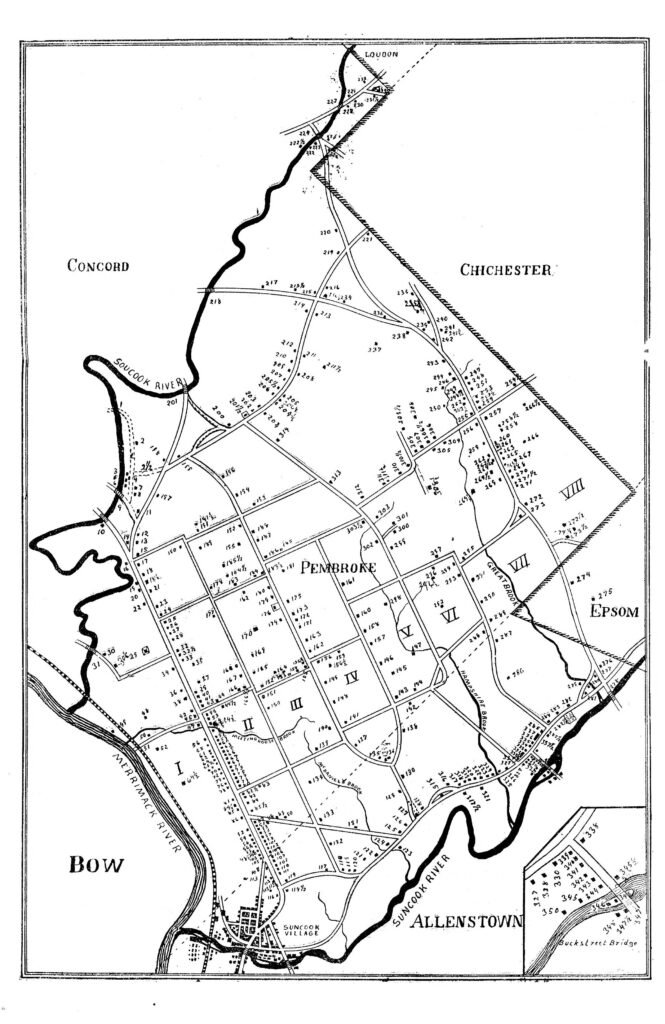 Map of Penacook, Suncook and Bow in 1759