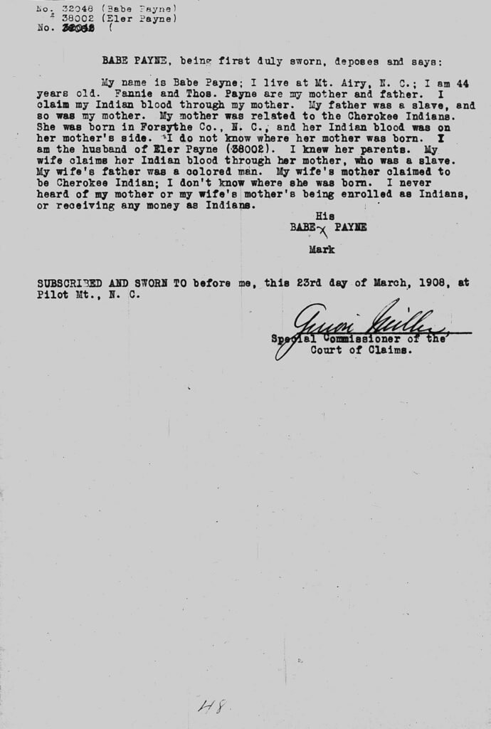 Guion Miller Miscellaneous Testimony, Pages 41-50 8 Guion Miller miscellaneous testimony page 48, Babe Payne